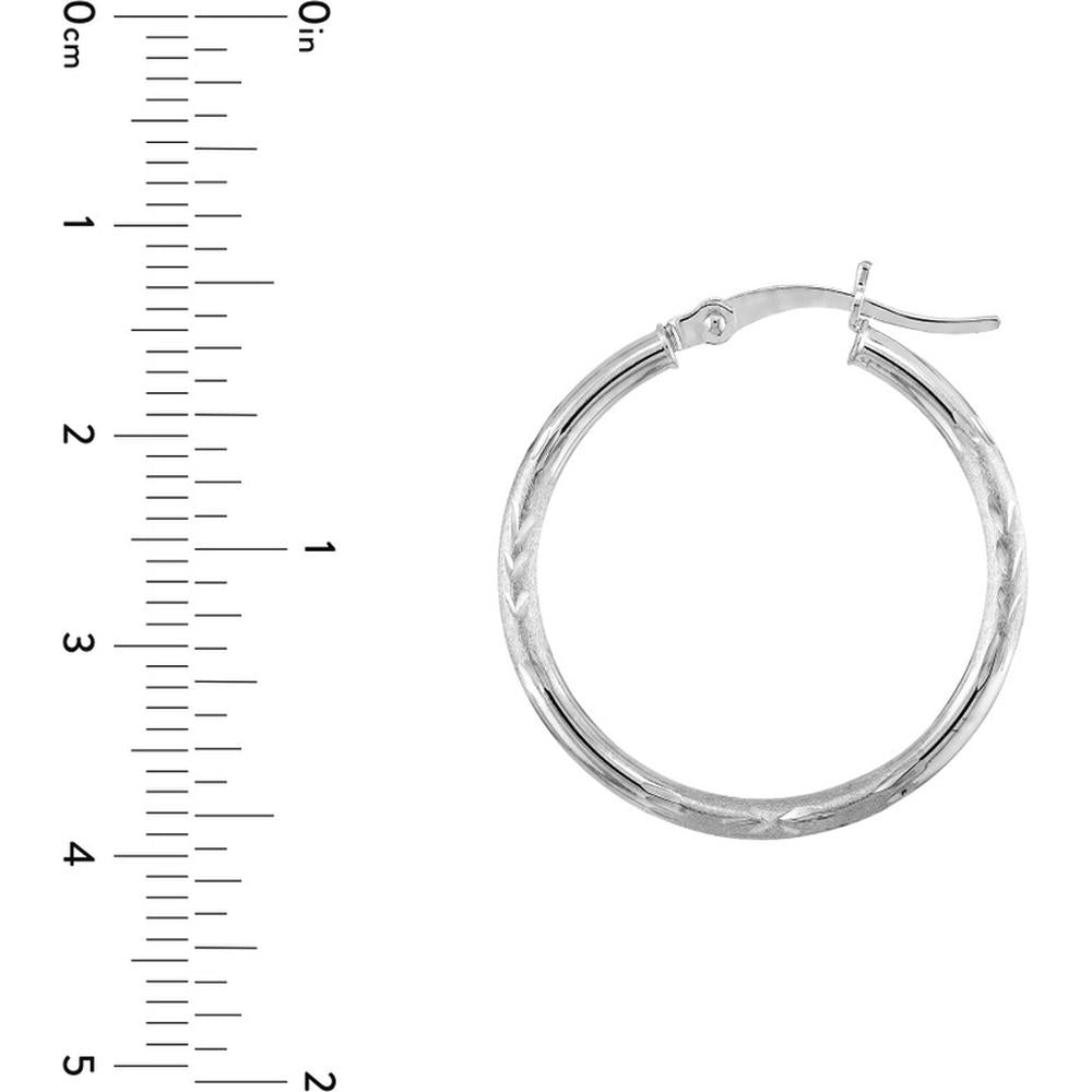 Olas d'Oro - 14K White Gold 25mm Diamond Cut Florentine Hoop Earrings