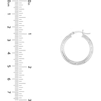 Olas d'Oro - 14K White Gold 25mm Diamond-Cut Florentine Round Hoop Earrings