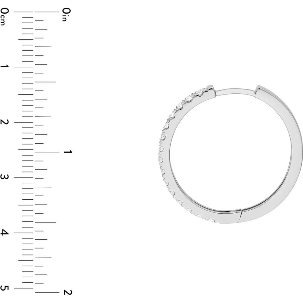 Olas d'Oro - 14K White Gold 25mm Diamond Hoop Earrings with 7/8 Total Carat Weight