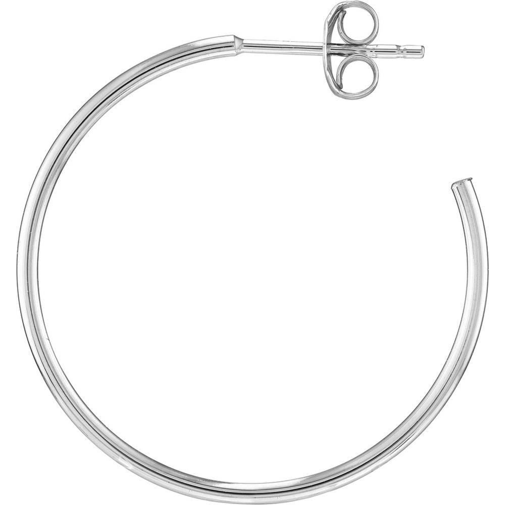 Olas d'Oro - 14K White Gold 25mm Hoop Earrings with Post & Nut Closure - 1.59 Grams Total Weight