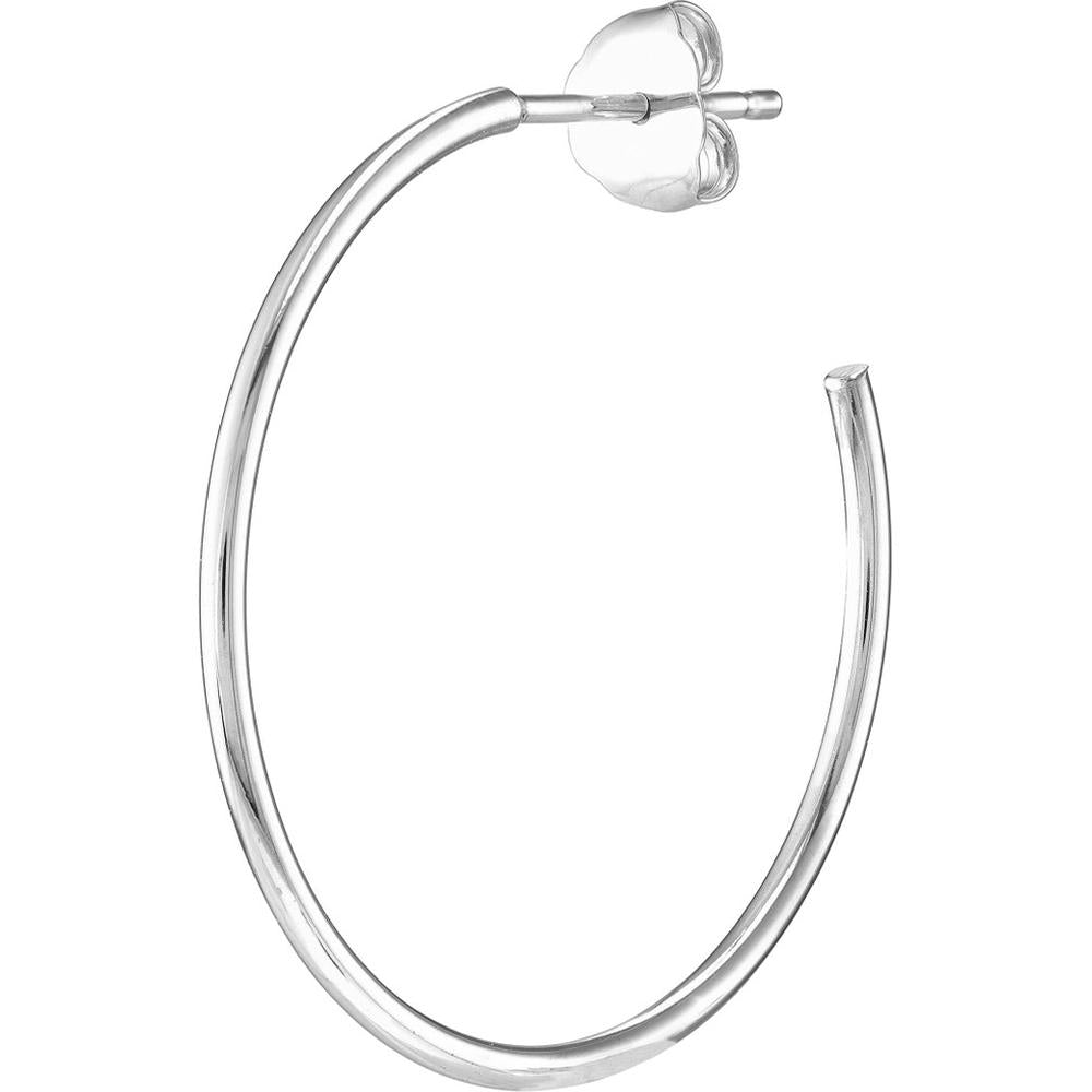 Olas d'Oro - 14K White Gold 25mm Hoop Earrings with Post & Nut Closure - 1.59 Grams Total Weight