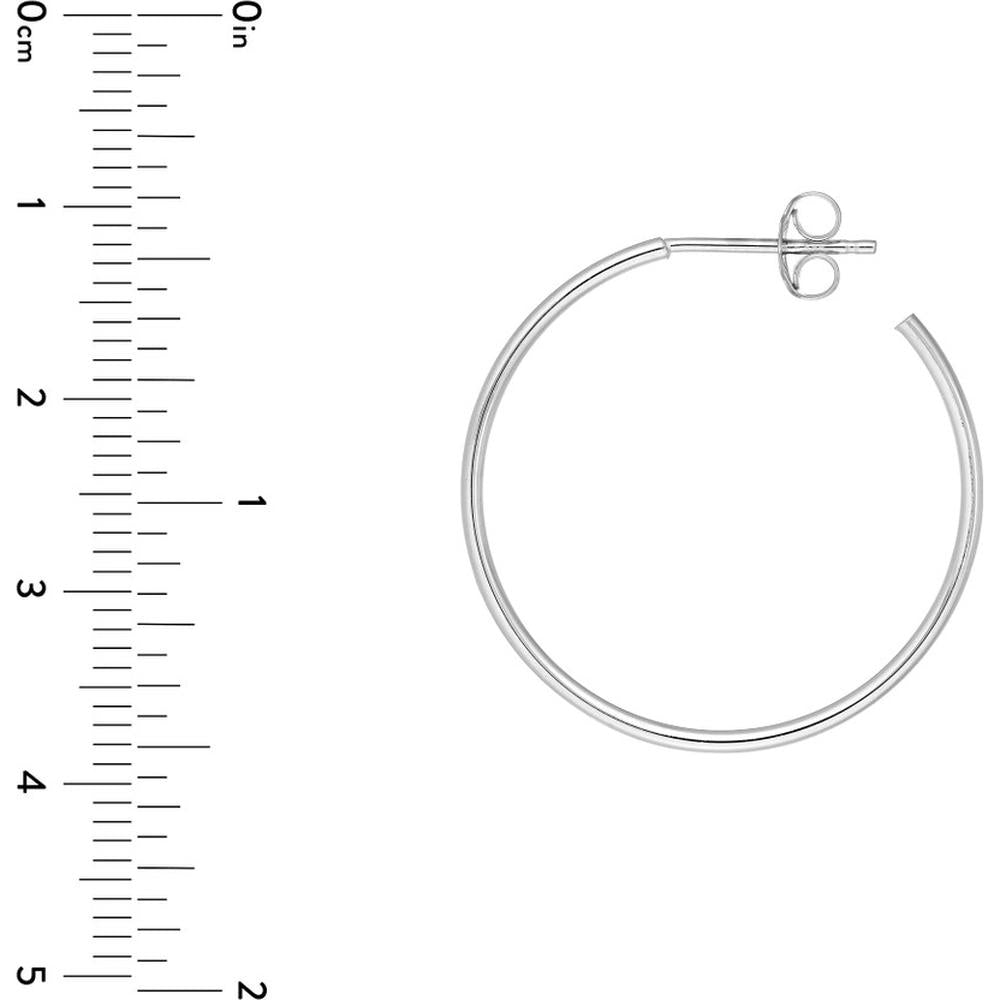 Olas d'Oro - 14K White Gold 25mm Hoop Earrings with Post & Nut Closure - 1.59 Grams Total Weight