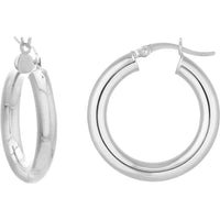 Olas d'Oro - 14K White Gold 25mm Polished Hoop Earrings - 2.80 Grams