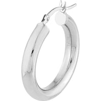 Olas d'Oro - 14K White Gold 25mm Polished Hoop Earrings - 2.80 Grams