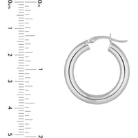 Olas d'Oro - 14K White Gold 25mm Polished Hoop Earrings - 2.80 Grams
