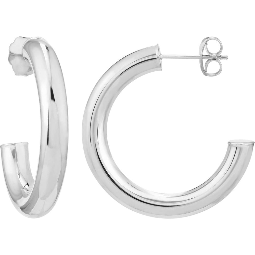 Olas d'Oro - 14K White Gold 25mm Tube Hoop Earrings  2.68g Total Weight