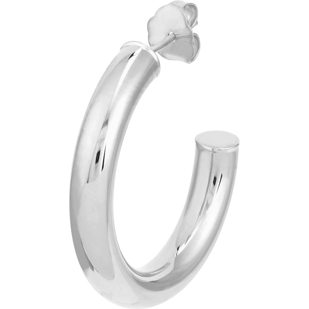 Olas d'Oro - 14K White Gold 25mm Tube Hoop Earrings  2.68g Total Weight