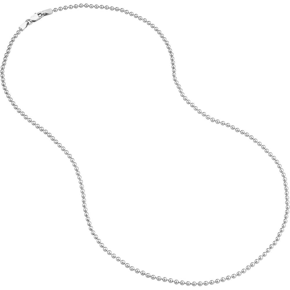 Olas d'Oro - 14K White Gold 2mm Bead Chain Necklace - 20 Inches - 7.08 Grams Total Weight