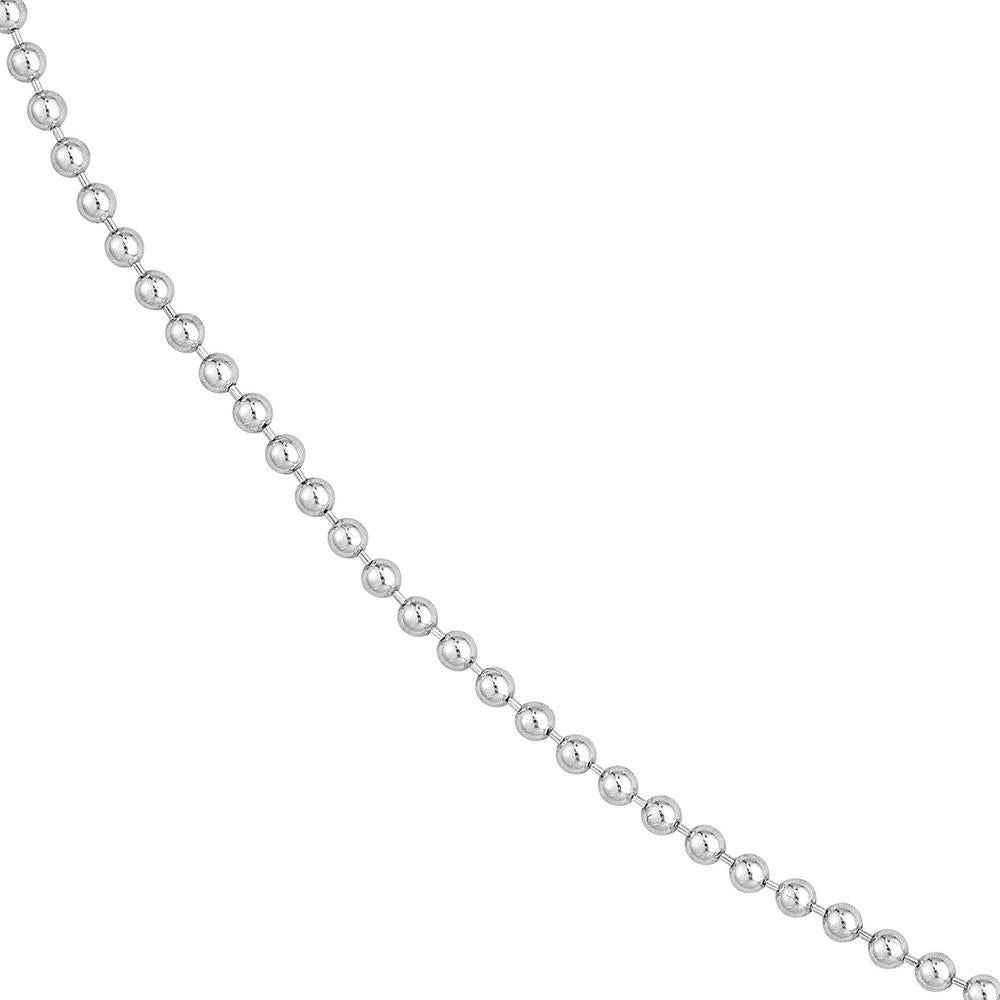 Olas d'Oro - 14K White Gold 2mm Bead Chain Necklace - 24" - 8.43 Grams