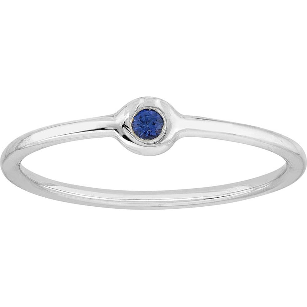 Olas d'Oro - 14K White Gold 2mm Sapphire Bezel Wire Ring - 0.05 Carat Total Sapphire Weight