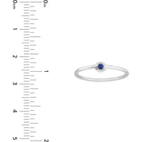 Olas d'Oro - 14K White Gold 2mm Sapphire Bezel Wire Ring - 0.05 Carat Total Sapphire Weight
