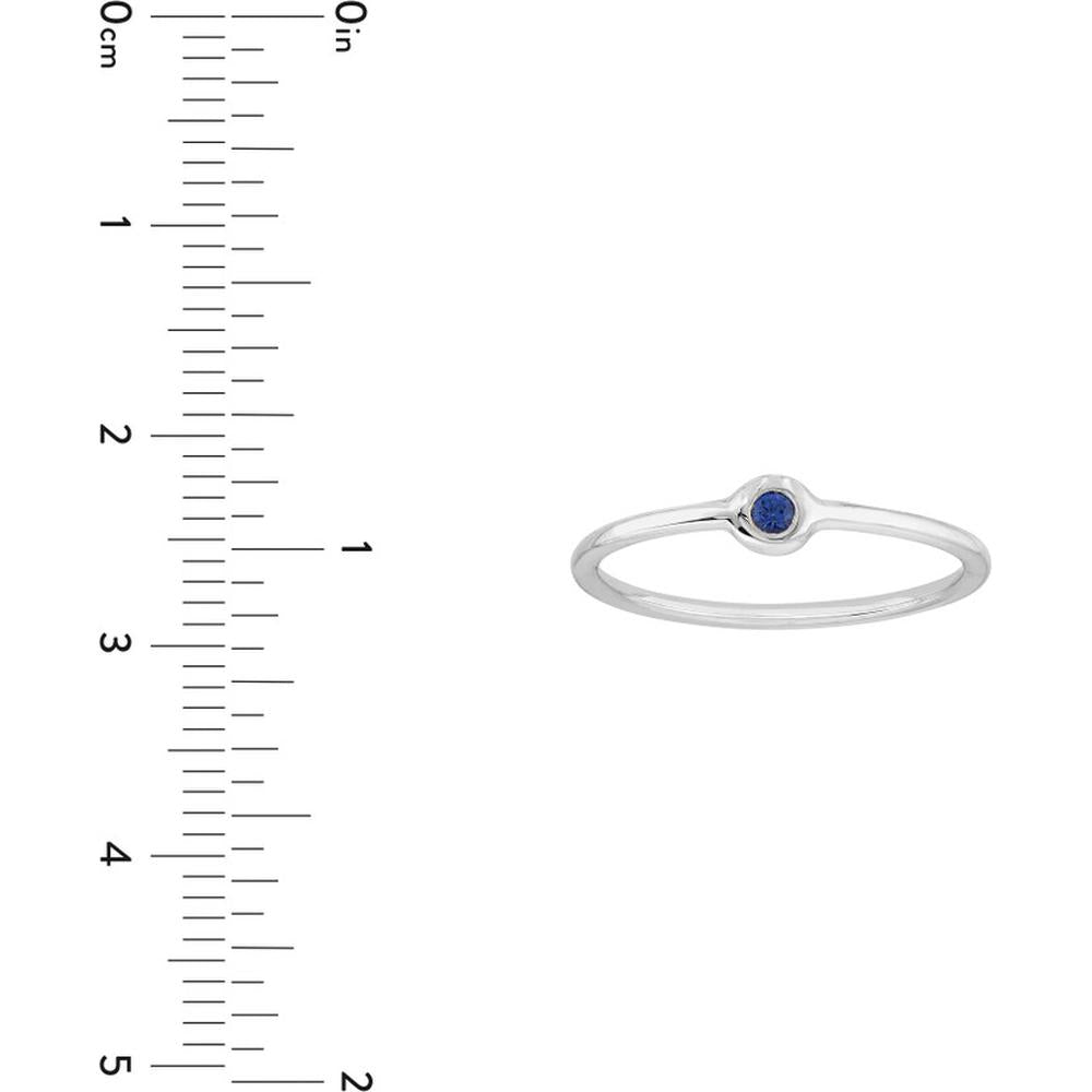 Olas d'Oro - 14K White Gold 2mm Sapphire Bezel Wire Ring - 0.05 Carat Total Sapphire Weight