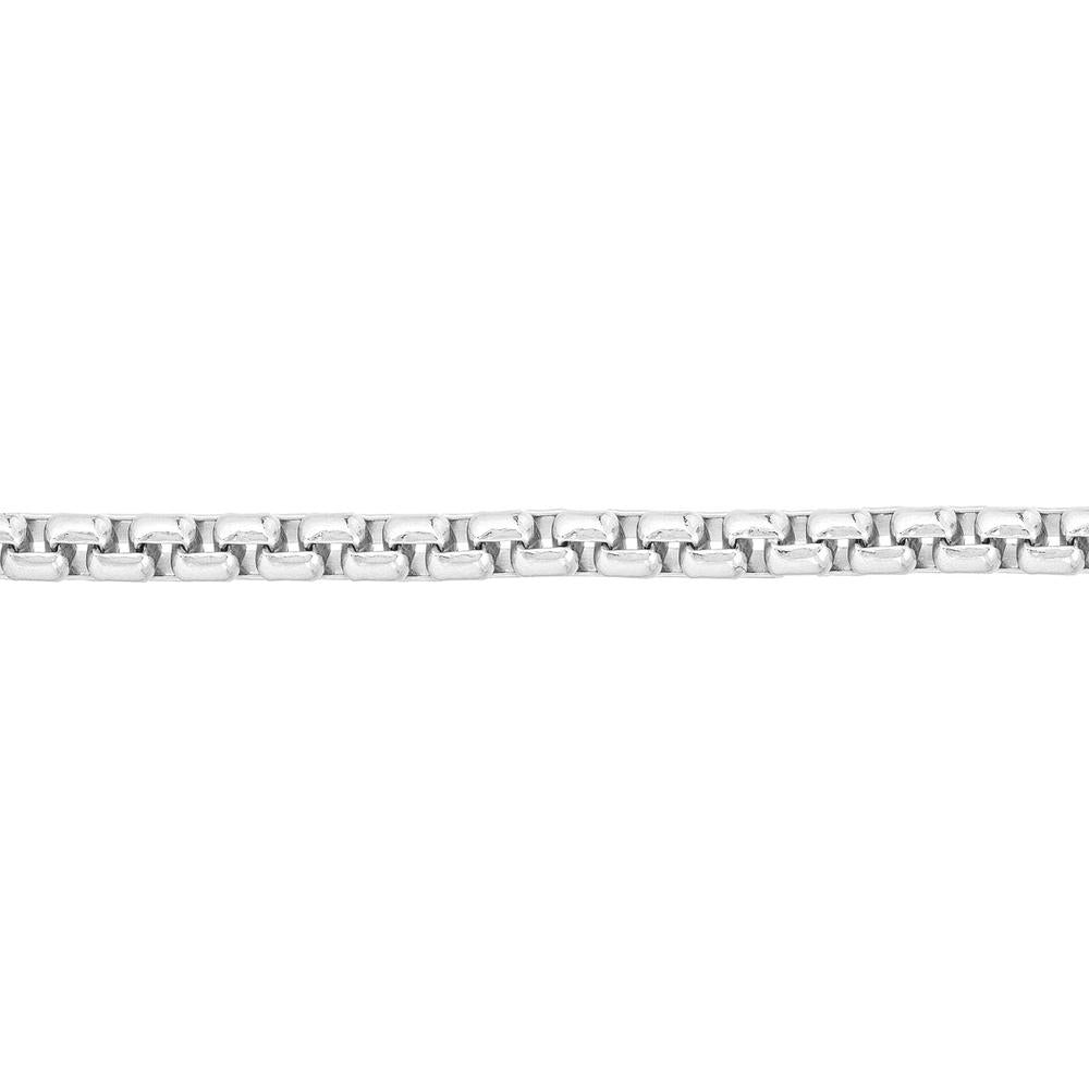 Olas d'Oro - 14K White Gold 3.3mm Solid Round Box Chain Bracelet with Lobster Clasp - 8.50" Length