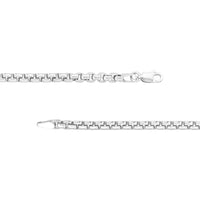 Olas d'Oro - 14K White Gold 3.3mm Solid Round Box Chain Bracelet with Lobster Clasp - 8.50" Length