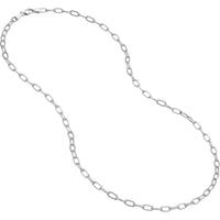 Olas d'Oro - 14K White Gold 3.45mm Paper Clip Chain with Lobster Lock - 30" Necklace
