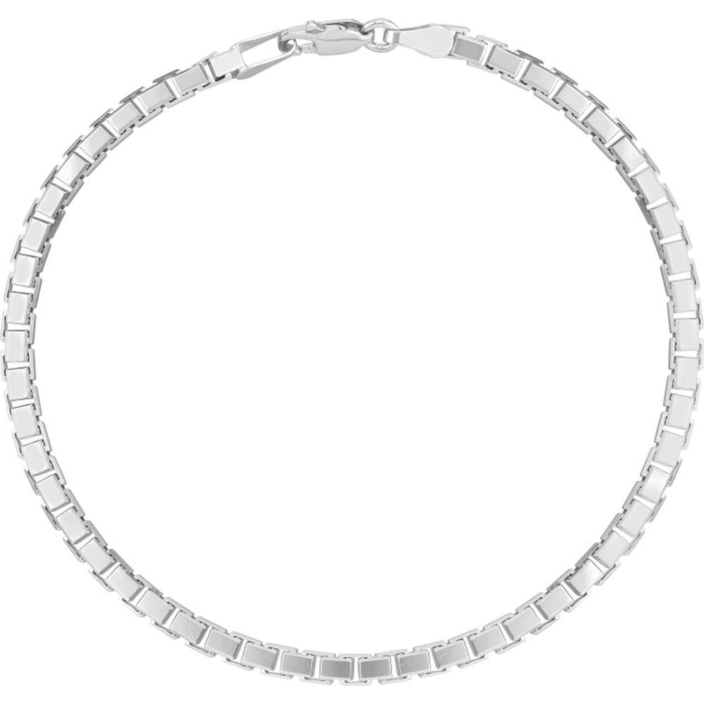 Olas d'Oro - 14K White Gold 3.4mm Box Chain Bracelet with Spring Ring Clasp 17.89 Grams