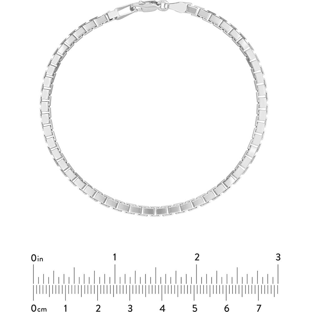 Olas d'Oro - 14K White Gold 3.4mm Box Chain Bracelet with Spring Ring Clasp 17.89 Grams