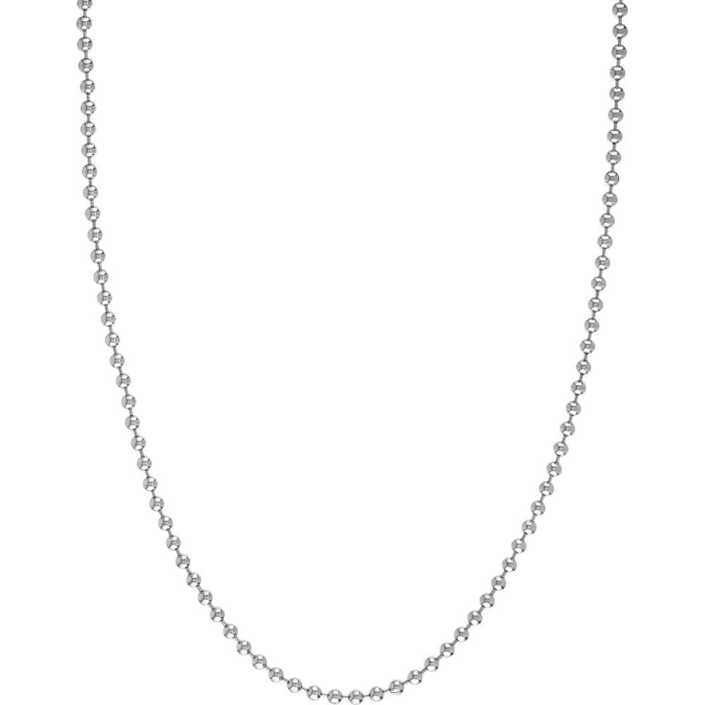 Olas d'Oro - 14K White Gold 3.5mm Bead Chain Bracelet 8.50" Length, Elegant Modern Design