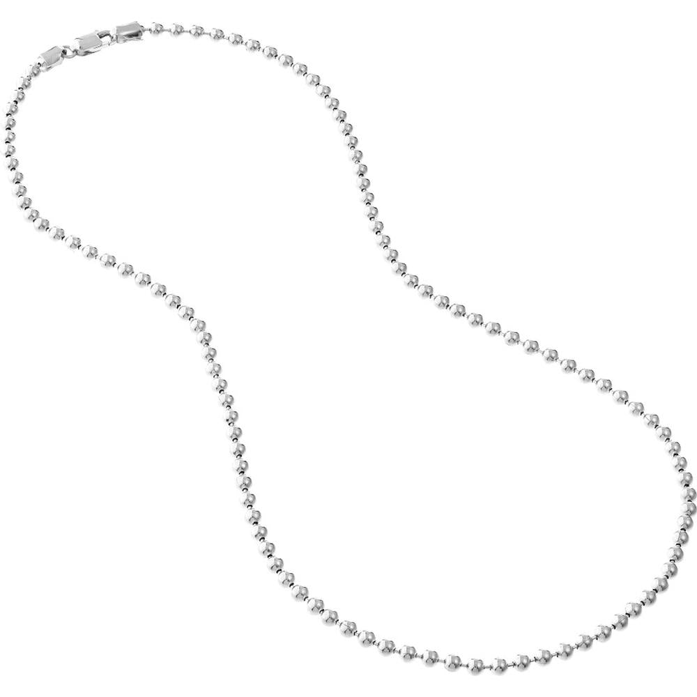 Olas d'Oro - 14K White Gold 3.5mm Bead Chain Bracelet 8.50" Length, Elegant Modern Design