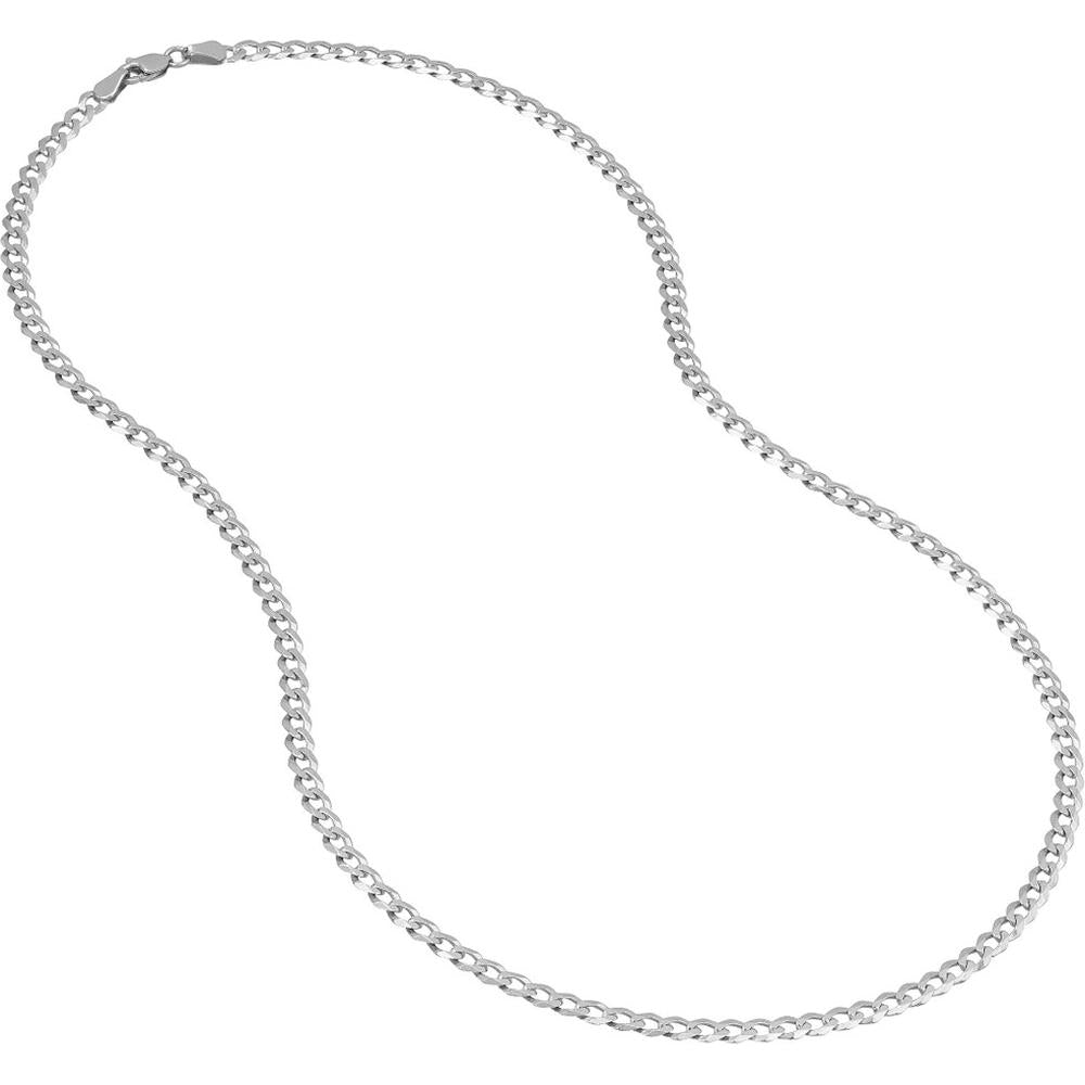 Olas d'Oro - 14K White Gold 3.7mm Curb Chain Bracelet with Lobster Lock 8" Length