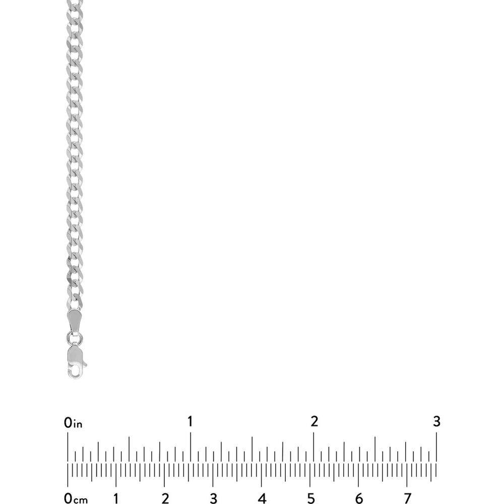 Olas d'Oro - 14K White Gold 3.7mm Curb Chain Bracelet with Lobster Lock 8" Length
