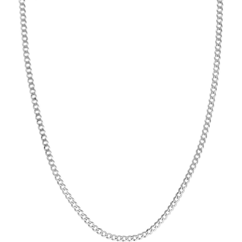 Olas d'Oro - 14K White Gold 3.7mm Curb Chain Necklace with Lobster Lock - 18 Inches