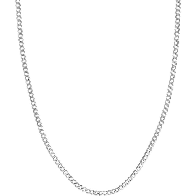 Olas d'Oro - 14K White Gold 3.7mm Curb Chain Necklace with Lobster Lock - 18 Inches