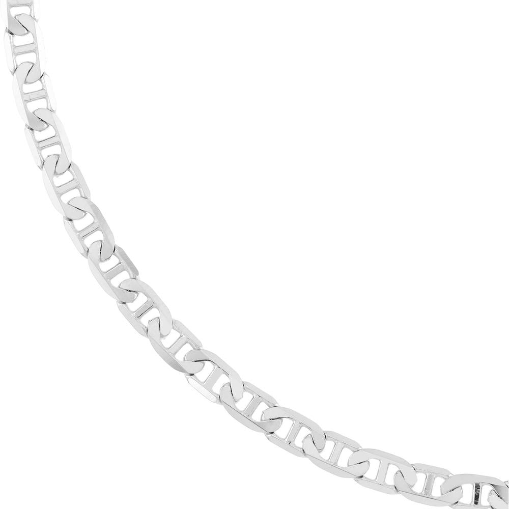 Olas d'Oro - 14K White Gold 3.7mm Mariner Chain Necklace - 30" with Lobster Lock - 18.35 Grams
