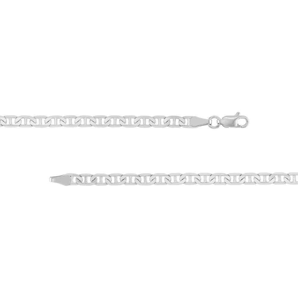 Olas d'Oro - 14K White Gold 3.7mm Mariner Chain Necklace - 30" with Lobster Lock - 18.35 Grams