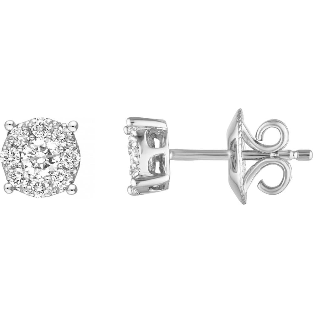 Olas d'Oro - 14K White Gold 3/8 Total Carat Weight Diamond Frame Stud Earrings