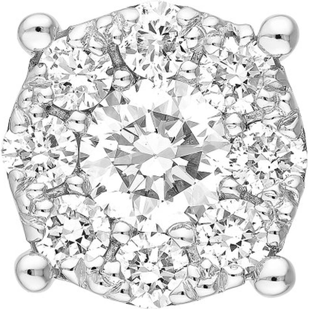 Olas d'Oro - 14K White Gold 3/8 Total Carat Weight Diamond Frame Stud Earrings