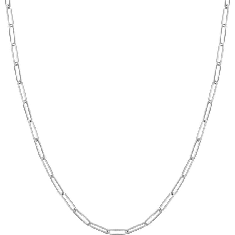 Olas d'Oro - 14K White Gold 3.95mm Designer Long Link Chain - 18" Necklace