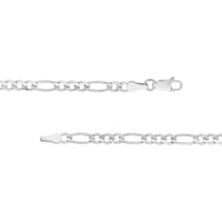 Olas d'Oro - 14K White Gold 3.9mm Figaro Chain Bracelet with Lobster Lock 8 inches, 4.95 Grams