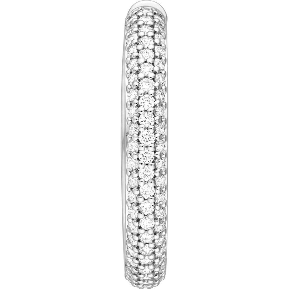 Olas d'Oro - 14K White Gold 3-Row Diamond Pave Hoop Earrings - 1.34 Carat Total Diamond Weight