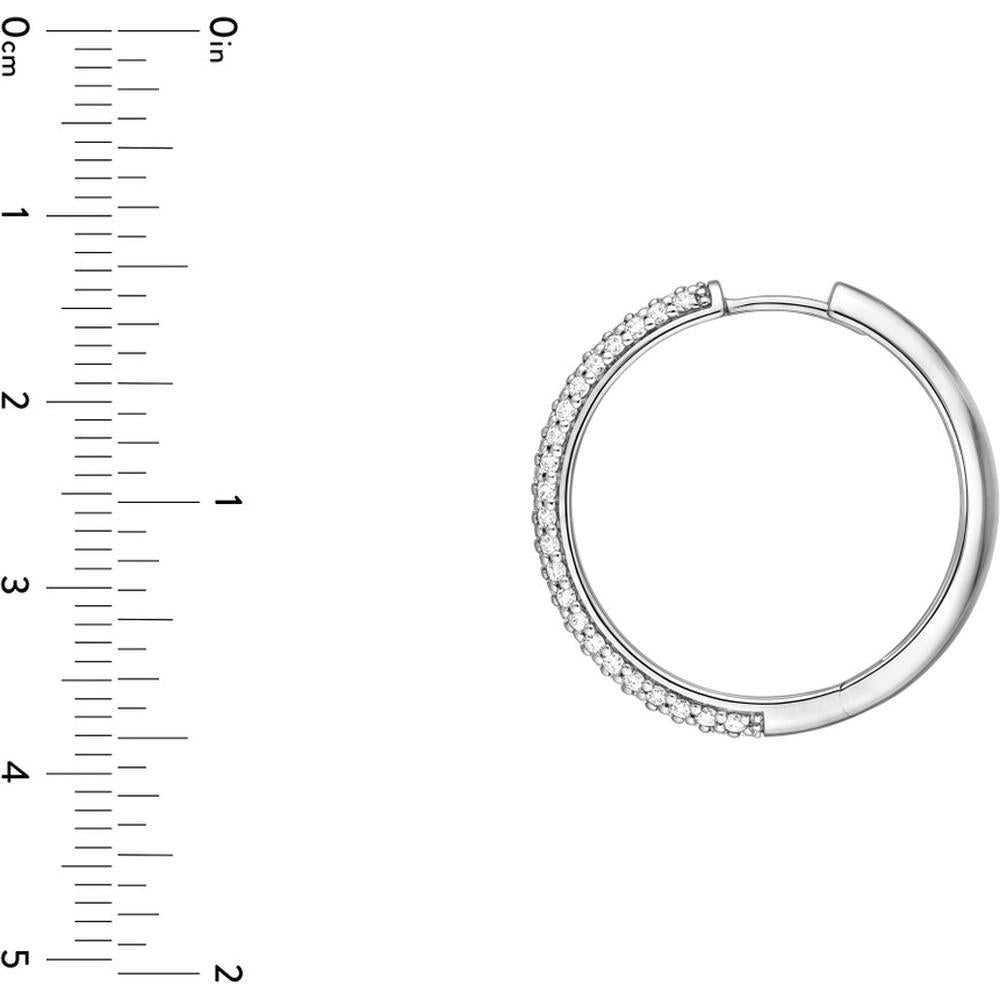 Olas d'Oro - 14K White Gold 3-Row Diamond Pave Hoop Earrings - 1.34 Carat Total Diamond Weight