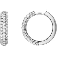 Olas d'Oro - 14K White Gold 3 Row Diamond Pave Huggies - 0.78 Carat Total Diamond Weight