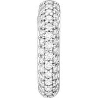 Olas d'Oro - 14K White Gold 3 Row Diamond Pave Huggies - 0.78 Carat Total Diamond Weight