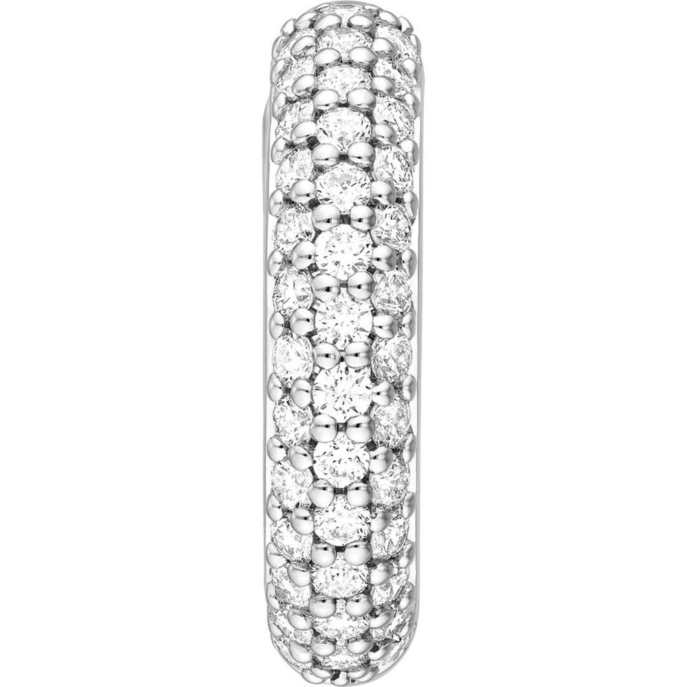 Olas d'Oro - 14K White Gold 3 Row Diamond Pave Huggies - 0.78 Carat Total Diamond Weight