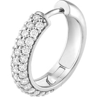 Olas d'Oro - 14K White Gold 3 Row Diamond Pave Huggies - 0.78 Carat Total Diamond Weight