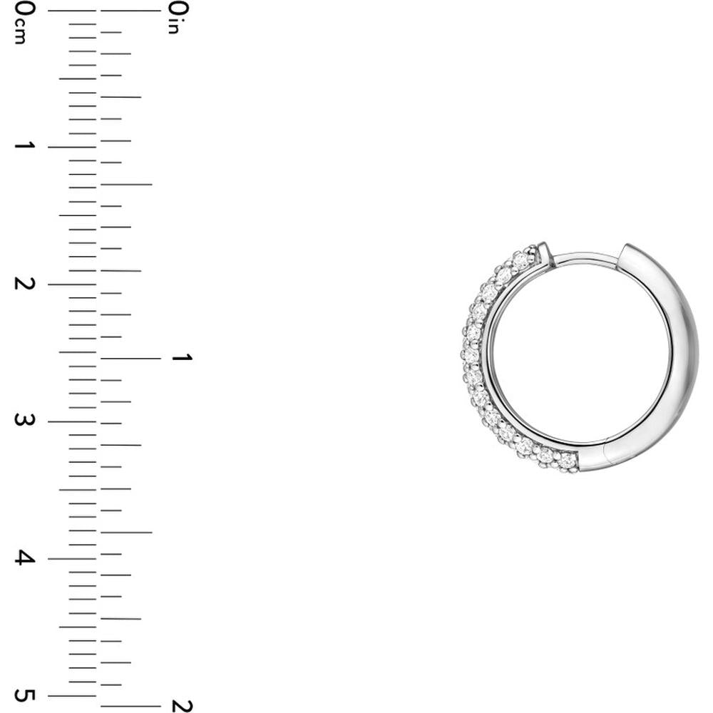 Olas d'Oro - 14K White Gold 3 Row Diamond Pave Huggies - 0.78 Carat Total Diamond Weight