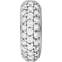 Olas d'Oro - 14K White Gold 3 Row Pave Diamond Huggie Earrings - 0.48 Carat Total Diamond Weight