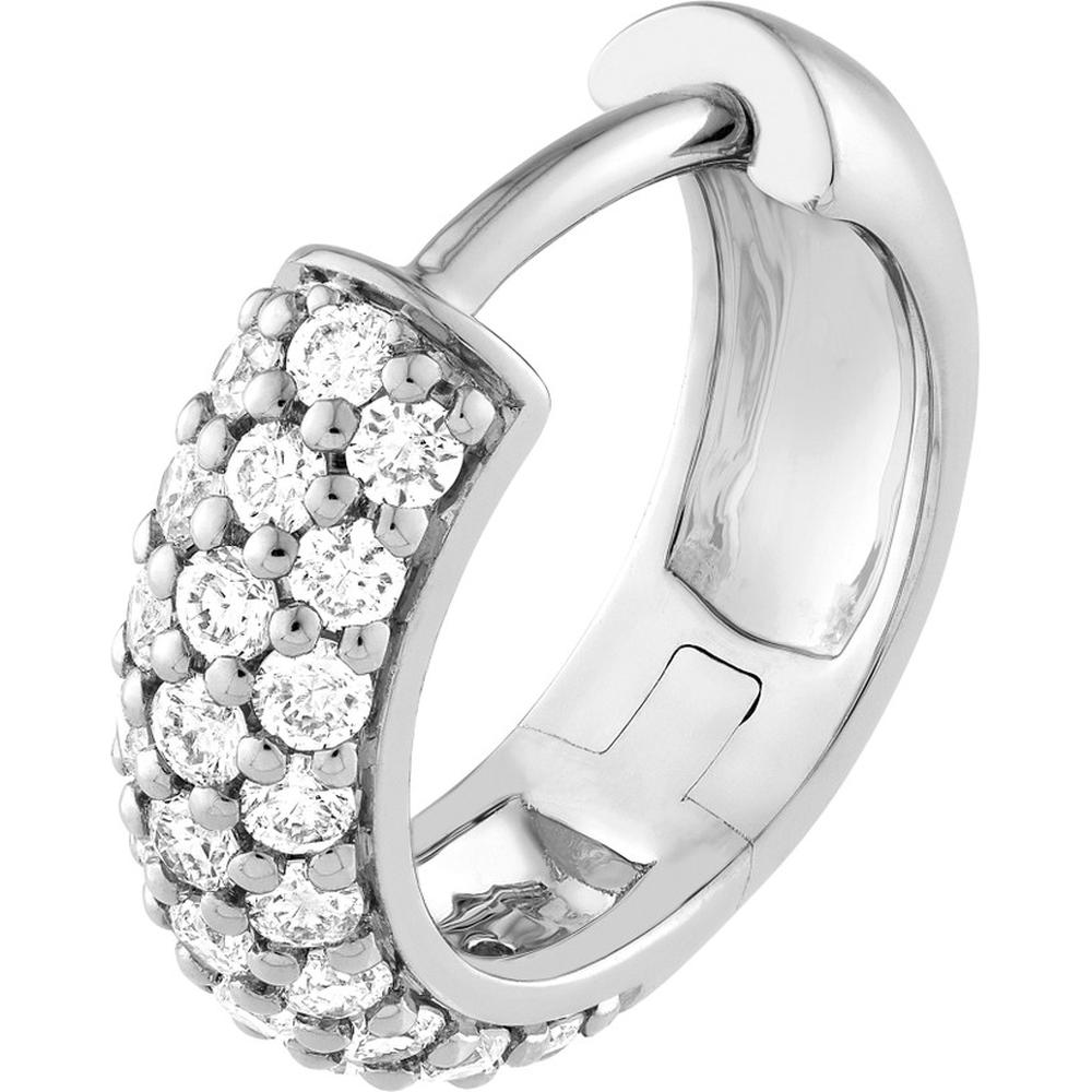 Olas d'Oro - 14K White Gold 3 Row Pave Diamond Huggie Earrings - 0.48 Carat Total Diamond Weight