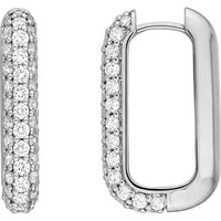 Olas d'Oro - 14K White Gold 3 Row Pave Diamond Paper Clip Earrings - 1.40 Carat Total Diamond Weight