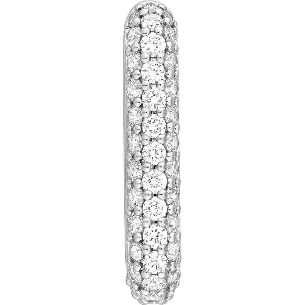 Olas d'Oro - 14K White Gold 3 Row Pave Diamond Paper Clip Earrings - 1.40 Carat Total Diamond Weight
