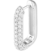 Olas d'Oro - 14K White Gold 3 Row Pave Diamond Paper Clip Earrings - 1.40 Carat Total Diamond Weight