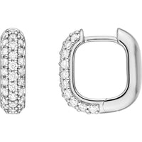Olas d'Oro - 14K White Gold 3 Row Pave Diamond Paper Clip Huggies - 0.62 Carat Total Diamond Weight