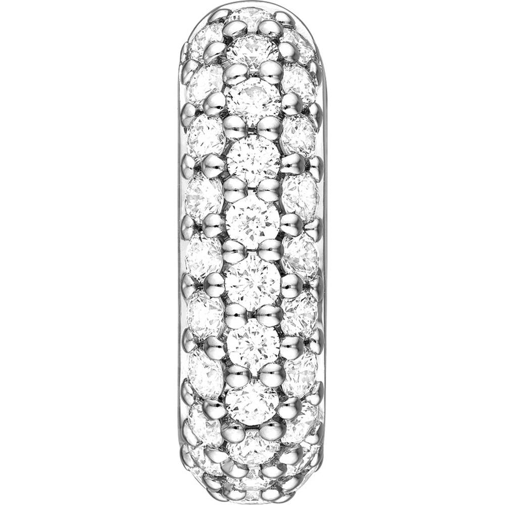 Olas d'Oro - 14K White Gold 3 Row Pave Diamond Paper Clip Huggies - 0.62 Carat Total Diamond Weight