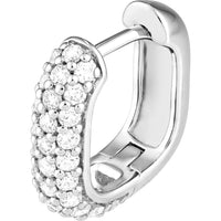 Olas d'Oro - 14K White Gold 3 Row Pave Diamond Paper Clip Huggies - 0.62 Carat Total Diamond Weight