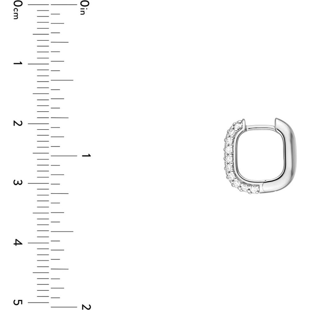Olas d'Oro - 14K White Gold 3 Row Pave Diamond Paper Clip Huggies - 0.62 Carat Total Diamond Weight
