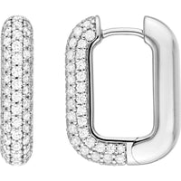 Olas d'Oro - 14K White Gold 3-Row Pave Diamond Paper Clip Huggies - 1.11 Carat Total Diamond Weight